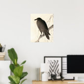 Japanische Skizze eines Raben Poster (Heimbüro)