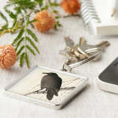 Japanische Skizze eines Raben Schlüsselanhänger (Seite)