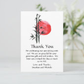 Japanische Sonne und Bamboo-Flach-Hochzeit Dankeskarte (Stehend Vorderseite)