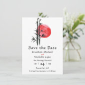 Japanische Sonne und Bambus-Hochzeit speichern das Save The Date (Stehend Vorderseite)