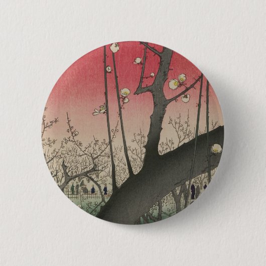 Japanische Sonnenaufgangsblume Pflaumenbäume Anwes Button (Vorderseite)