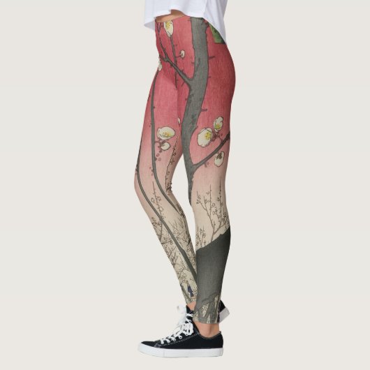 Japanische Sonnenaufgangsblume Pflaumenbäume Anwes Leggings (Links)