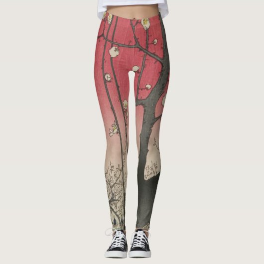 Japanische Sonnenaufgangsblume Pflaumenbäume Anwes Leggings (Vorderseite)