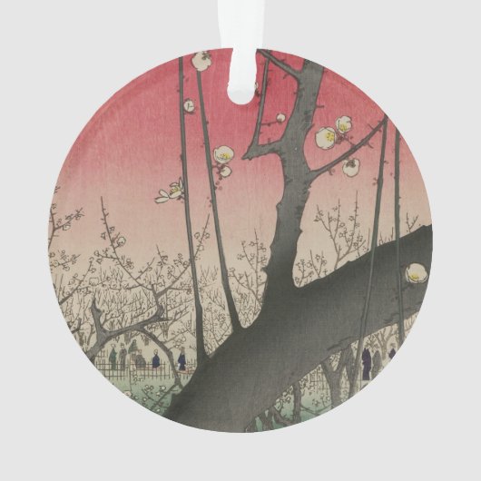 Japanische Sonnenaufgangsblume Pflaumenbäume Anwes Ornament (Rückseite)