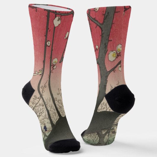 Japanische Sonnenaufgangsblume Pflaumenbäume Anwes Socken (Gewinkelt)