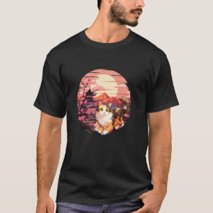 Japanische Sonnenuntergangs-Tricolor-Katze T-Shirt
