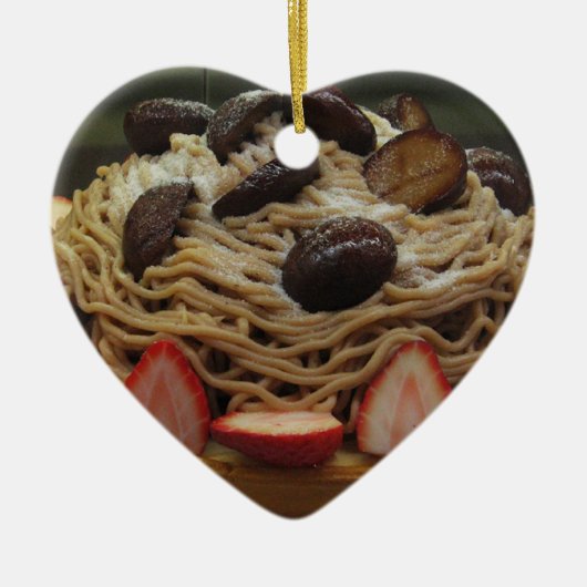 Japanische Spaghetti & Erdbeerkuchen Keramik Ornament (Vorne)