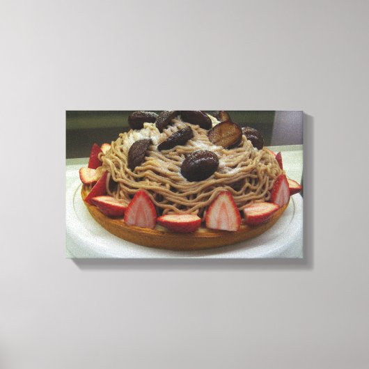 Japanische Spaghetti & Erdbeerkuchen Leinwanddruck (Vorderseite)