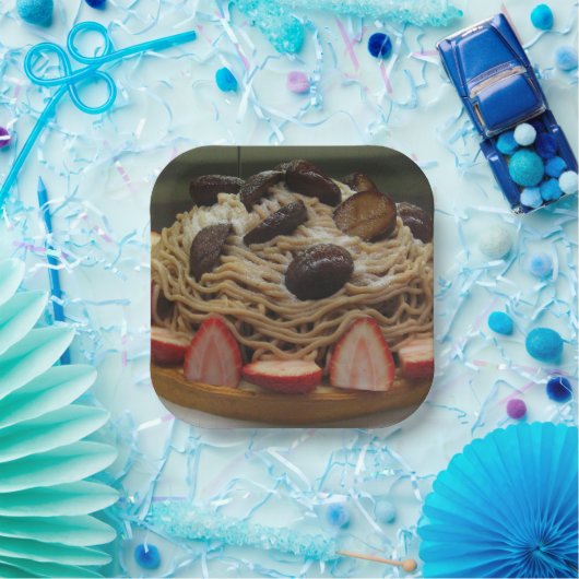 Japanische Spaghetti & Erdbeerkuchen Pappteller (Party)