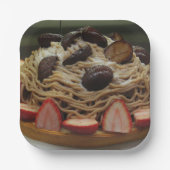 Japanische Spaghetti & Erdbeerkuchen Pappteller (Vorderseite)