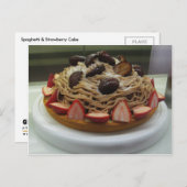Japanische Spaghetti & Erdbeerkuchen Postkarte (Vorne/Hinten)