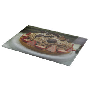 Japanische Spaghetti & Erdbeerkuchen Schneidebrett