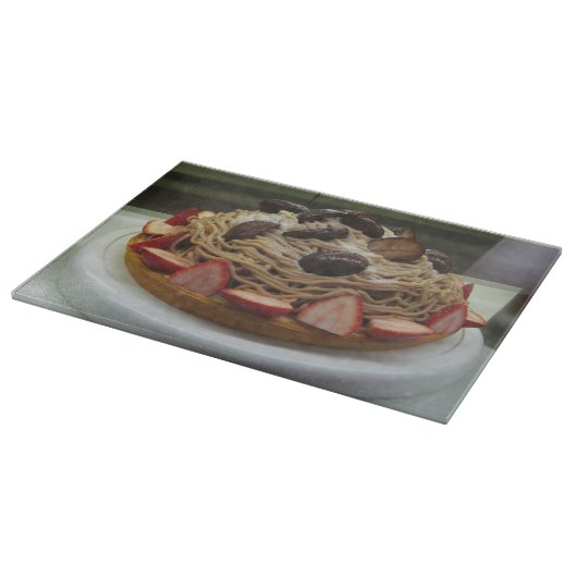 Japanische Spaghetti & Erdbeerkuchen Schneidebrett (Ecke)