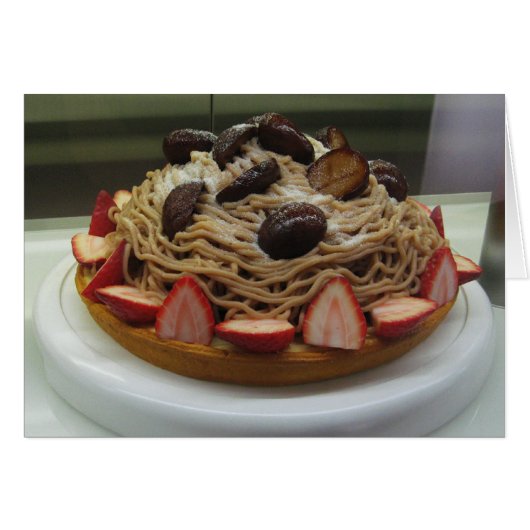 Japanische Spaghetti & Strawberry Cake Grußkarte (Vorderseite (Horizontal))