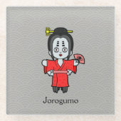 Japanische Spider Lady Jorogumo: Cartoon Yokai Glasuntersetzer (Vorderseite)