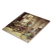 Japanische spinnende Frauen, c.1890 (Hand-farbiges Fliese (Seite)