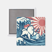 Japanische Spitz-Hunde leiden unter der großen Wel Magnet (Vorderseite/Rückseite)