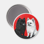 Japanische Spitzhunde Magnet (Vorderseite/Rückseite)