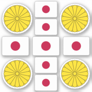 Japanische Staatssymbole / Wappen und Flagge Aufkleber