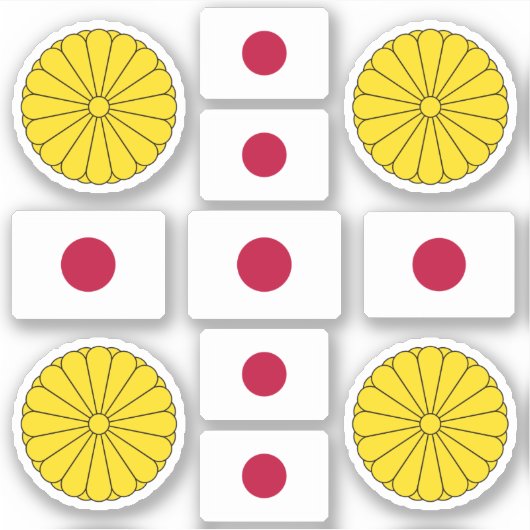 Japanische Staatssymbole / Wappen und Flagge Aufkleber (Vorderseite)