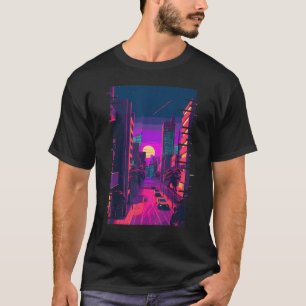 Japanische Stadt Indie Ästhetik Glitch 80er 90er V T-Shirt