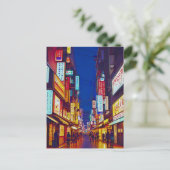 Japanische Stadtstraße nachts Postkarte (Stehend Vorderseite)