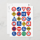 Japanische Straßenschilder (weißer Hintergrund) Postkarte (Vorne/Hinten)