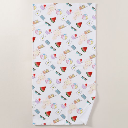 Japanische Summer Vibes Beach Shaved Ice Feuerwerk Strandtuch (Vorderseite)