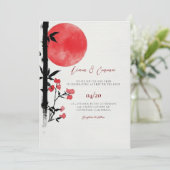 Japanische Sun Bamboo Hochzeitseinladung Einladung (Stehend Vorderseite)