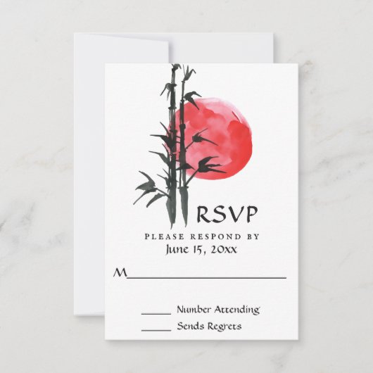Japanische Sun- und Bamboo-Hochzeit RSVP Karte (Vorderseite)
