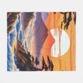 Japanische Sunrise Sunset Landschaft Fleecedecke (Vorderseite (Horizontal))