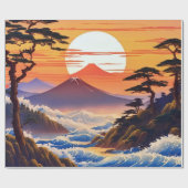 Japanische Sunrise Sunset Landschaft Geschenkpapier (Flach)