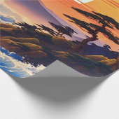 Japanische Sunrise Sunset Landschaft Geschenkpapier (Ecke)