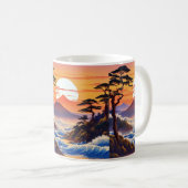 Japanische Sunrise Sunset Landschaft Kaffeetasse (VorderseiteRechts)