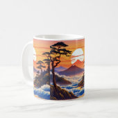 Japanische Sunrise Sunset Landschaft Kaffeetasse (Vorderseite Links)