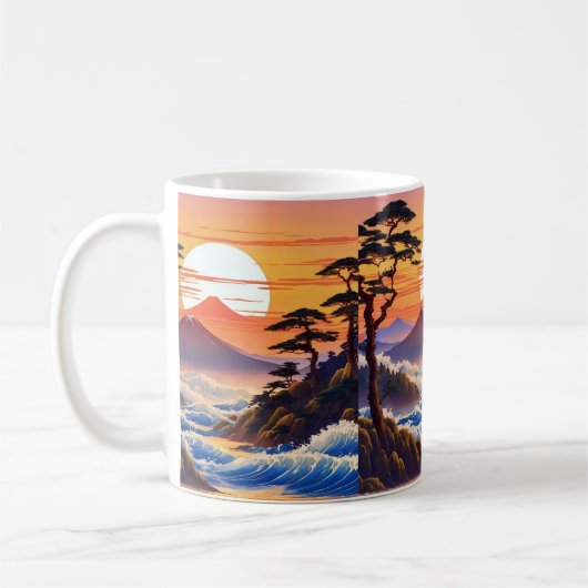 Japanische Sunrise Sunset Landschaft Kaffeetasse (Links)