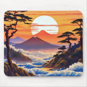 Japanische Sunrise Sunset Landschaft Mousepad