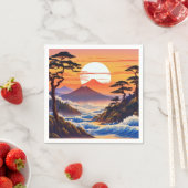 Japanische Sunrise Sunset Landschaft Serviette (Beispiel)