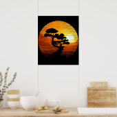 Japanische Sunset Art Nature Japan Bonsai Tree Poster (Küche)