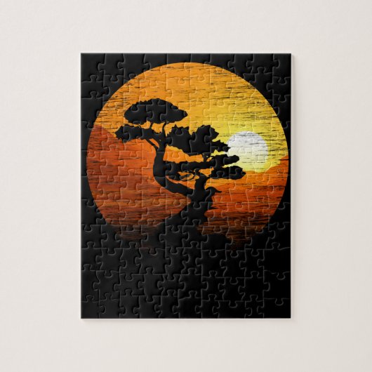 Japanische Sunset Art Nature Japan Bonsai Tree Puzzle (Vertikal)