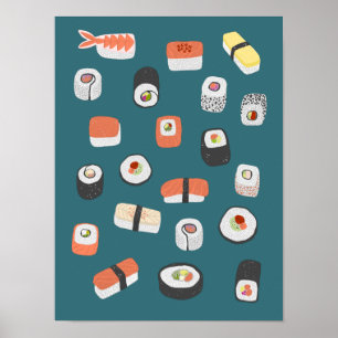 Japanische Sushi Nigiri Maki Rolle Poster