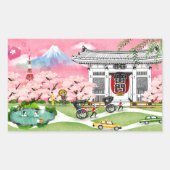 Japanische Szene Rechteckiger Aufkleber (Vorderseite)