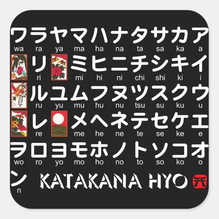 Japanische Tabelle Der Katakana Alphabet Quadratischer Aufkleber Zazzle De