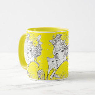 Japanische Tasse mit Kimono und Katon