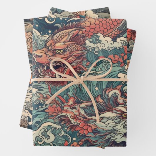 Japanische Tattoo Art Geschenkpapier Set (Beispiel)