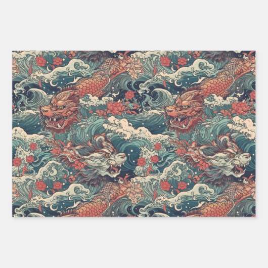 Japanische Tattoo Art Geschenkpapier Set (Vorderseite)