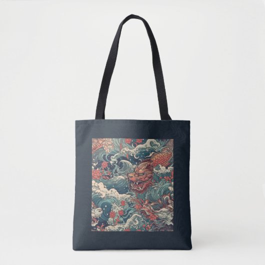 Japanische Tattoo Art Sea Dragons Tasche (Vorderseite)