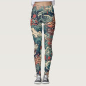 Japanische Tattoo Art Twin Dragons Leggings (Vorderseite)