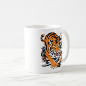 Japanische Tattoo Tiger Tasse - Fierce Orange Tige (VorderseiteRechts)