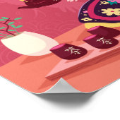 Japanische Teezeremonie, Krane Poster (Ecke)